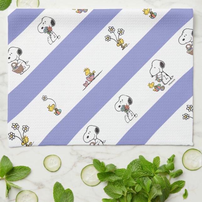Paño De Cocina Snoopy & Woodstock Patrón de banda de Pascua (Doblado)