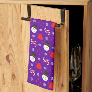 Paño De Cocina Snowflakes Snowman Candy Canes fondo azul