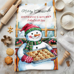 Paño De Cocina Snowman Baking Cookes Navidades personalizados<br><div class="desc">Trae alegría festiva a tu cocina con esta toalla personalizada de cocina para Navidades que incluye un adorable muñeco de nieve con una bandeja de galletas recién horneadas. Perfecto para añadir un toque vacacional a la decoración de la cocina, esta toalla se puede personalizar con tu nombre, lo que lo...</div>