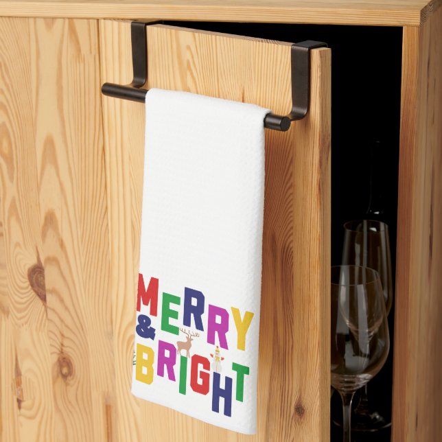 Paño De Cocina Snowman, reno de pino blanco y brillante (Pliegue de tercios)