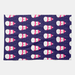 Paño De Cocina Snowman rosado con harina de nieve