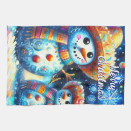 Paño De Cocina Snowman Snowman de arte folklórico mexicano