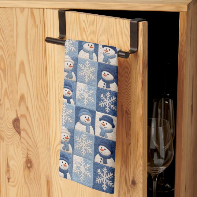Paño De Cocina Snowmen and Snowflakes Quilt Pattern (Pliegue de tercios)