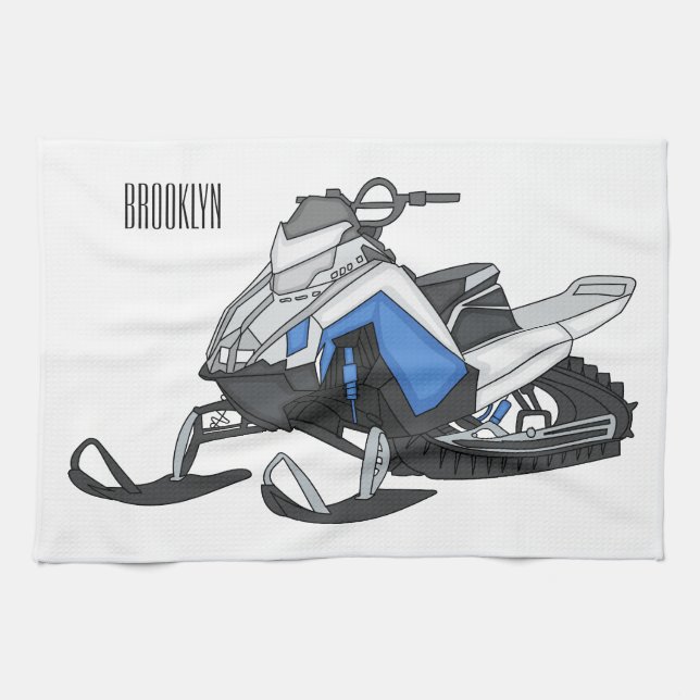 Paño De Cocina Snowmobile cartoon illustration (Horizontal)