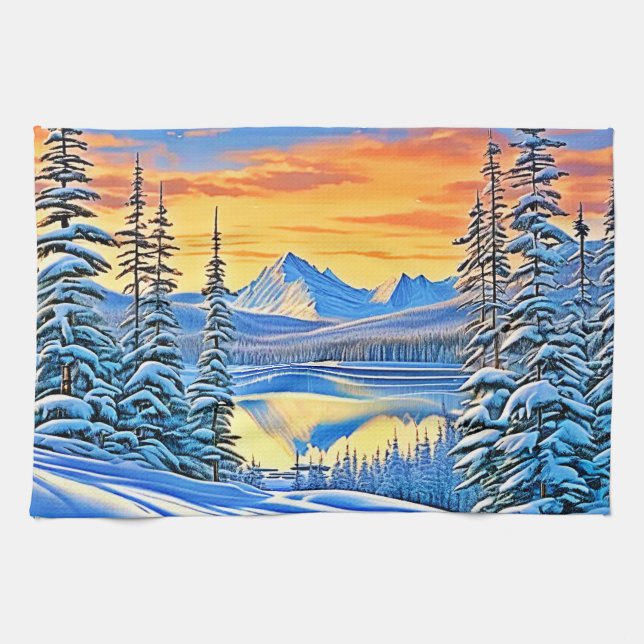 Paño De Cocina Snowowsky Mountain Sunset Glow (Horizontal)