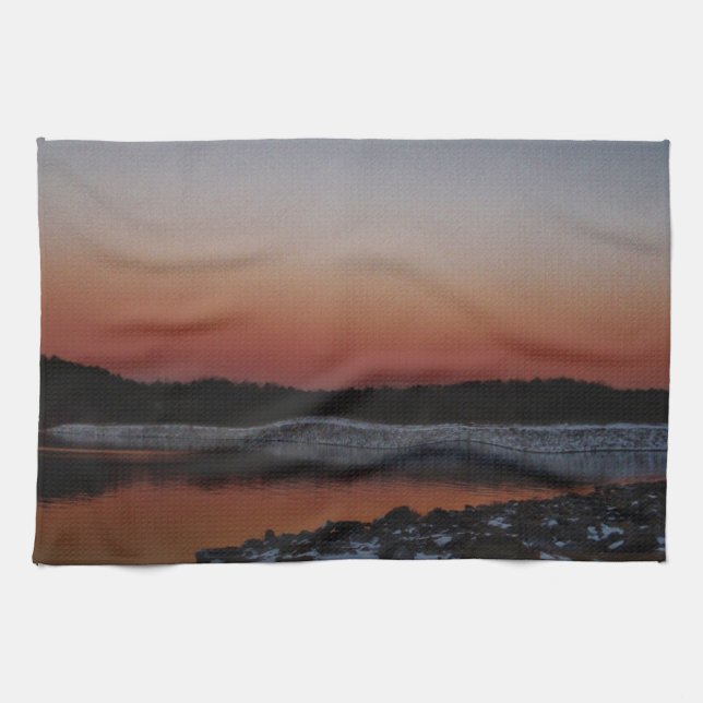 Paño De Cocina Snowy Sunset en Lake Arrowhead (Horizontal)