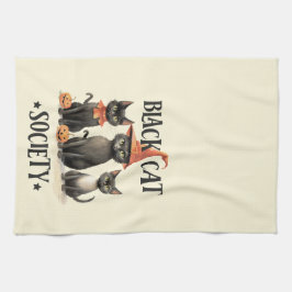 Paño De Cocina Sociedad de gato negro estilo vintage de mediados 