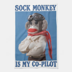 Paño De Cocina Sock Monkey es mi co-piloto