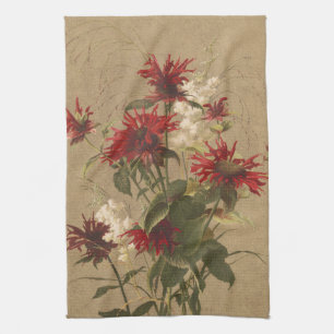 Paño De Cocina Sofisticada combinación de floral roja y burgundy