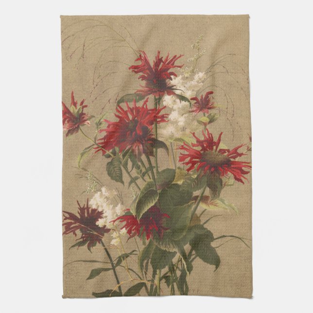 Paño De Cocina Sofisticada combinación de floral roja y burgundy  (Vertical)
