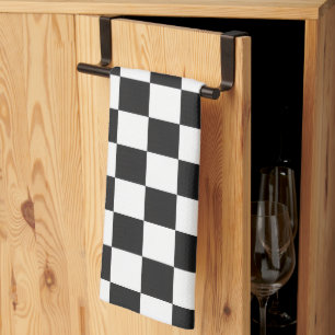 Paño De Cocina Sofisticado patrón negro y blanco controlado