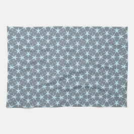 Paño De Cocina Soft Blue Starburst on Slate Grey Pattern