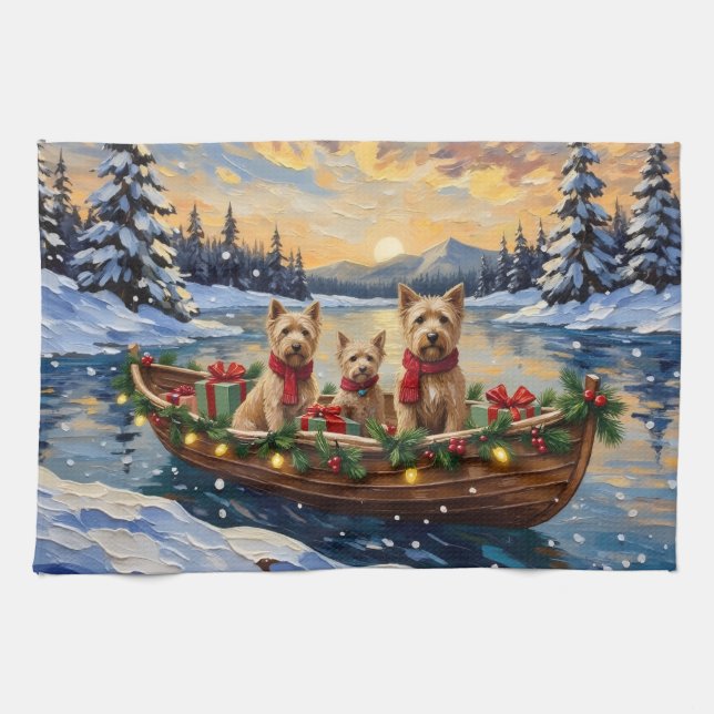 Paño De Cocina Soft Coated Wheaten Terrier Christmas Boat Holiday (Horizontal)
