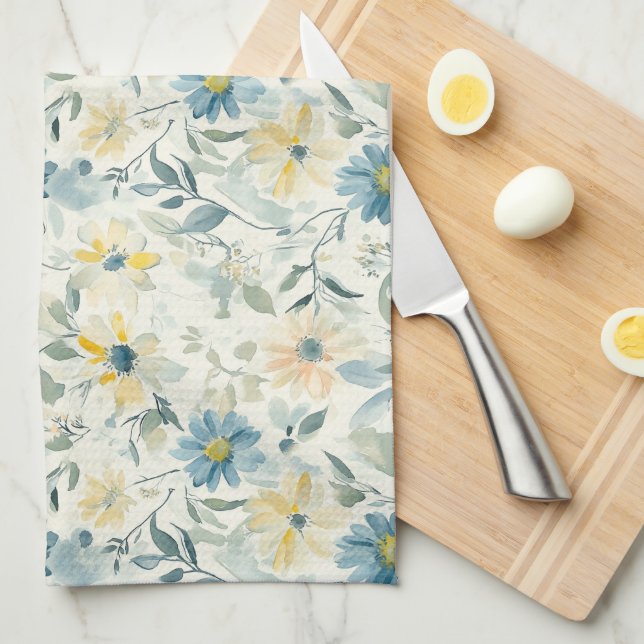 Paño De Cocina Soft Meadow Daisy Watercolor (Doblado Cuarto)