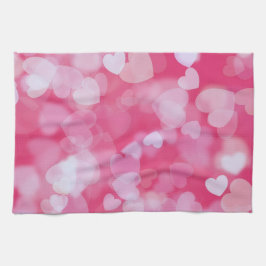 Paño De Cocina Soft Pink Bokeh Hearts 