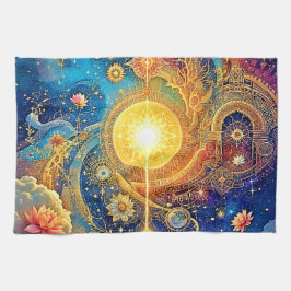 Paño De Cocina Sol cósmico Mandala Art