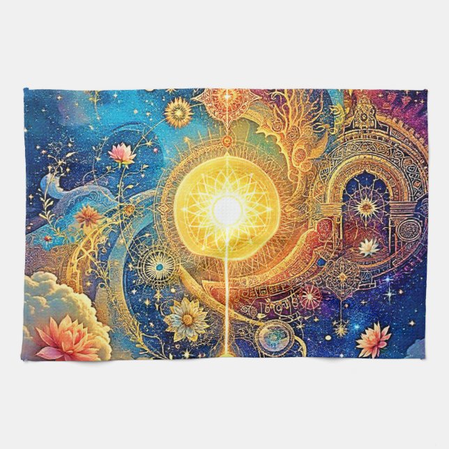 Paño De Cocina Sol cósmico Mandala Art (Horizontal)