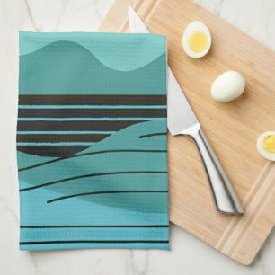 Paño De Cocina Sol de Montaña Abstracto Geométrico con Borde Trib