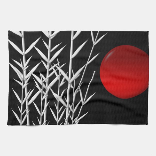 Paño De Cocina Sol rojo blanco zen (Horizontal)