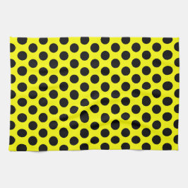 Paño De Cocina Solid Yellow with Modern Black Dot Style