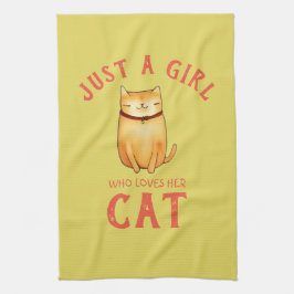 Paño De Cocina Sólo un chica que ama a su gato