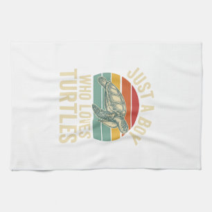 Paño De Cocina Solo un chico que ama las tortugas Camiseta vintag