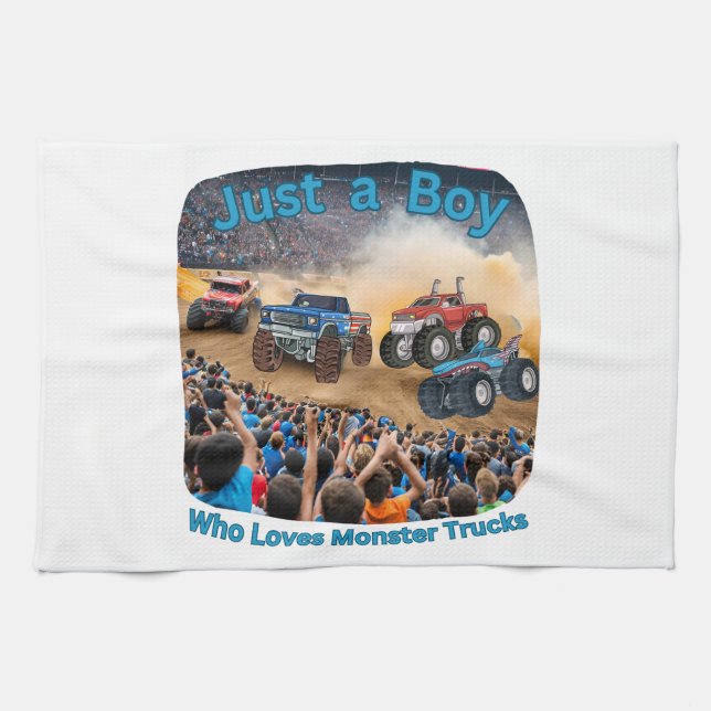 Paño De Cocina Solo un chico que ama los camiones de monstruos (Horizontal)