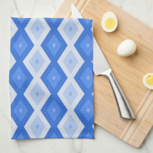 Paño De Cocina Sombras de patrón de diamante azul