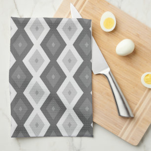 Paño De Cocina Sombras de patrón de diamante gris