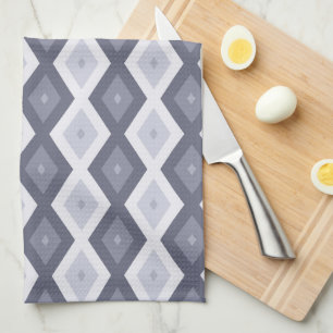 Paño De Cocina Sombras de patrón de diamante gris azul