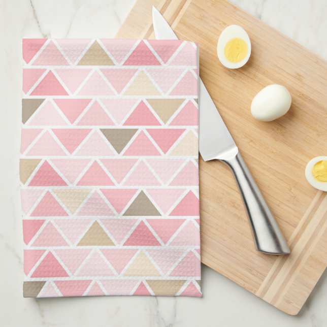 PAÑO DE COCINA SOMBRAS DE PATRONES DE TRIÁNGULO BLANCO ROJO PINCO (Doblado Cuarto)