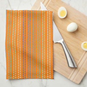 Paño De Cocina Sombras de puntos azules con fondo Naranja vivo