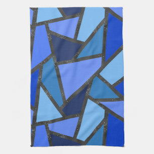 Paño De Cocina Sombras de vidrio manchado azul