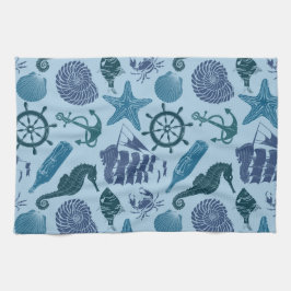 Paño De Cocina Sombras náuticas del modelo azul