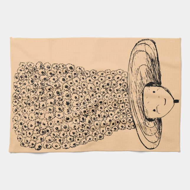 Paño De Cocina Sombrero de Flor (Horizontal)