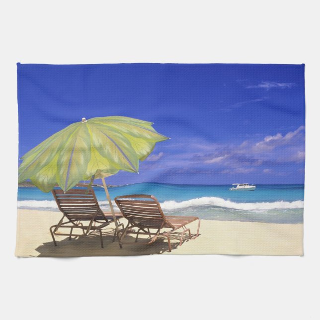 Paño De Cocina Sombrilla de playa, Abaco, Bahamas (Horizontal)