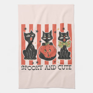 Paño De Cocina Sombrío y lindo - Gato negro y calabaza