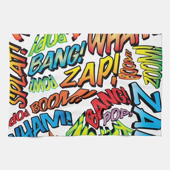 Paño De Cocina Sonidos de arte pop de cómic (Horizontal)