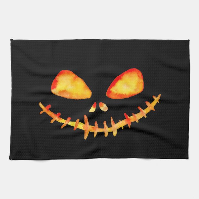 Paño De Cocina Sonriente Cara de Farol de Jack O' (Horizontal)