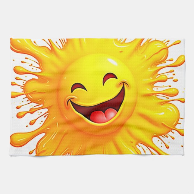 Paño De Cocina Sonrisas de Sol: Explosión de Alegría (Horizontal)