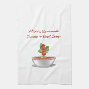 Paño De Cocina Sopa de tomate y albahaca de personalizable