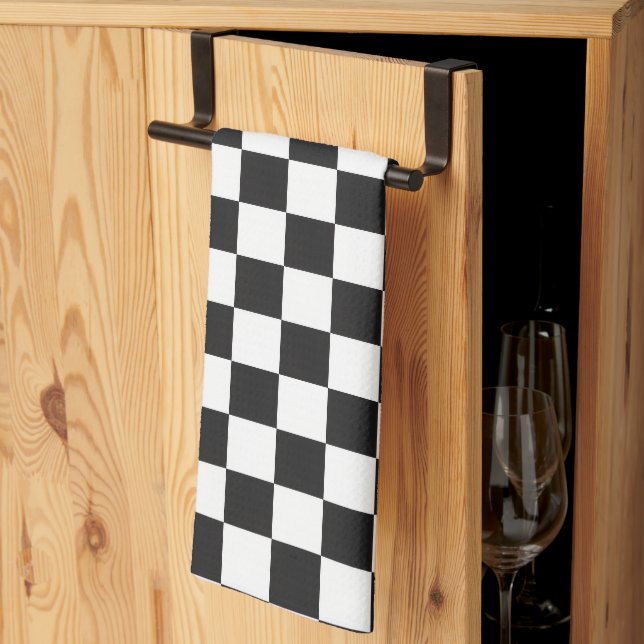 Paño De Cocina Sophisticated Black and White Checkered Pattern (Pliegue de tercios)
