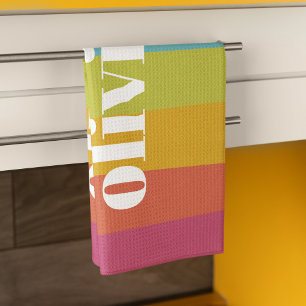 Paño De Cocina Sorbet Color arcoiris Nombre personalizado Verano