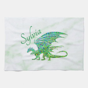 Paño De Cocina Sorprendente Dragón Verde Mosaico Personal