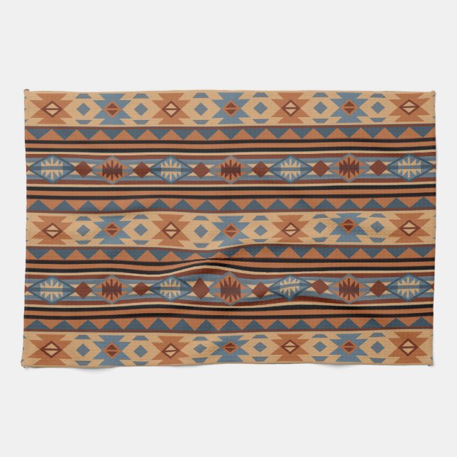 Paño De Cocina Southwest Design Adobe Gray Brown Tribal Pattern (Horizontal)