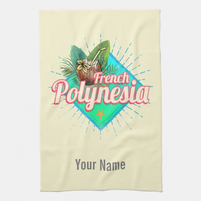 Paño De Cocina Souvenir de la Polinesia Francesa Island Pacific V (Vertical)