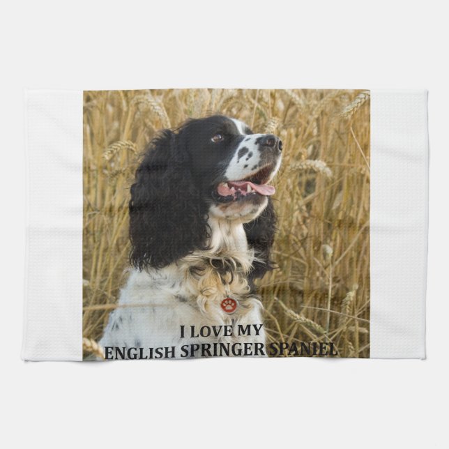 Paño De Cocina spaniel spaniel bwlove inglés con foto (Horizontal)