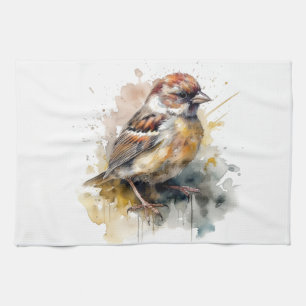 Paño De Cocina Sparrow de acuarela rusa