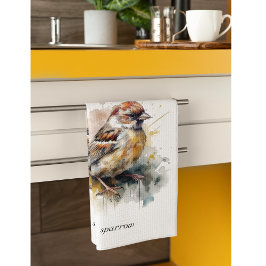 Paño De Cocina Sparrow de acuarela rusa, personalizado