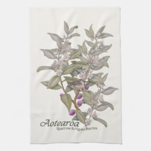 Paño De Cocina Sparrow y Ngaio Berries - Aotearoa Teatowel